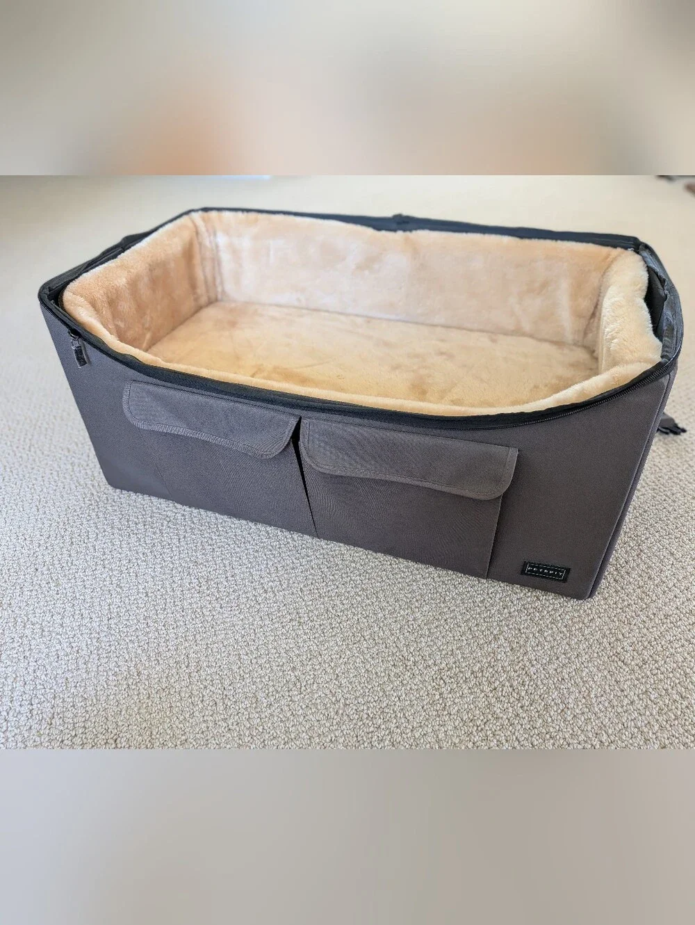 Petfit Plush Tan Lined Pet Bed with Gray Exterior